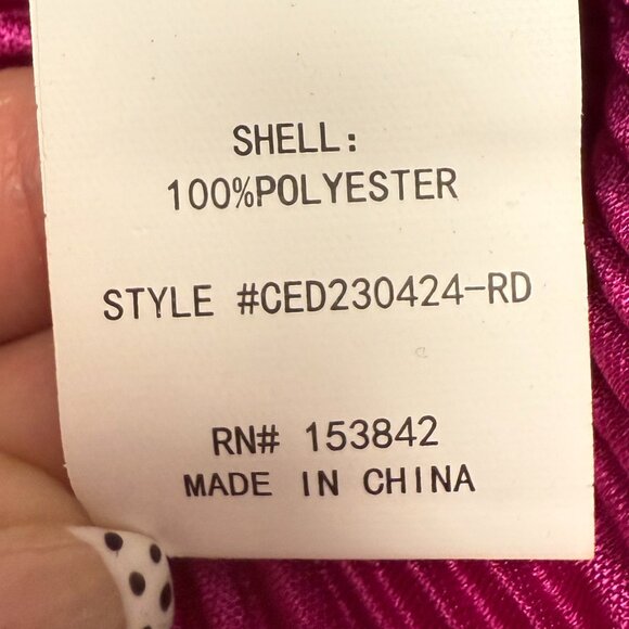 NWT Women's MELLODAY Cap‎ Sleeve Belted Plissé Dress Raspberry | Size M - Picture 13 of 15
